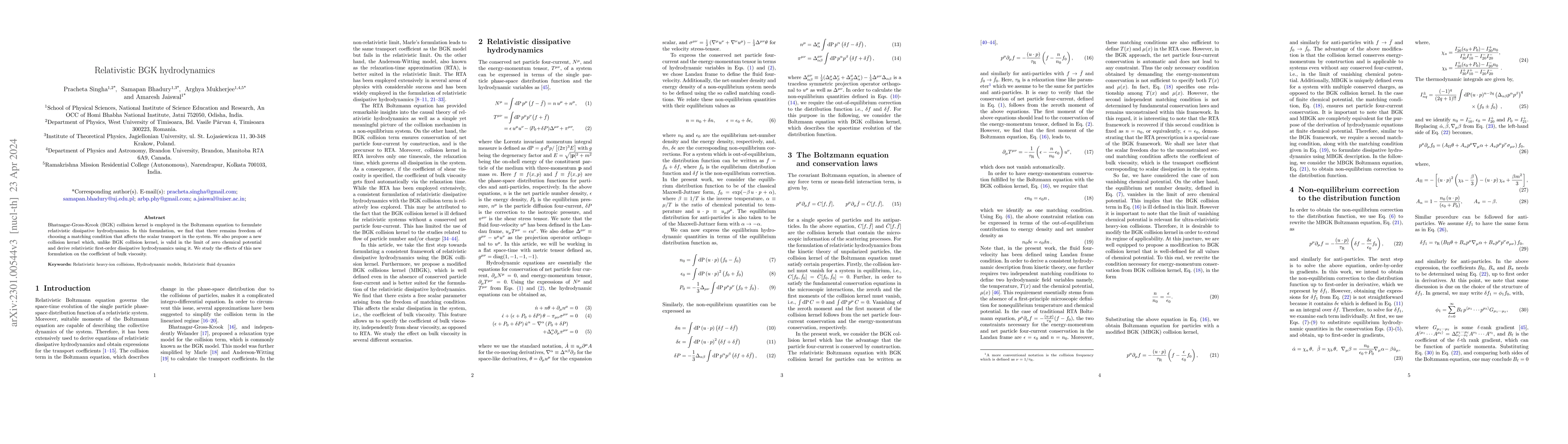 Thumbnail for Relativistic BGK hydrodynamics