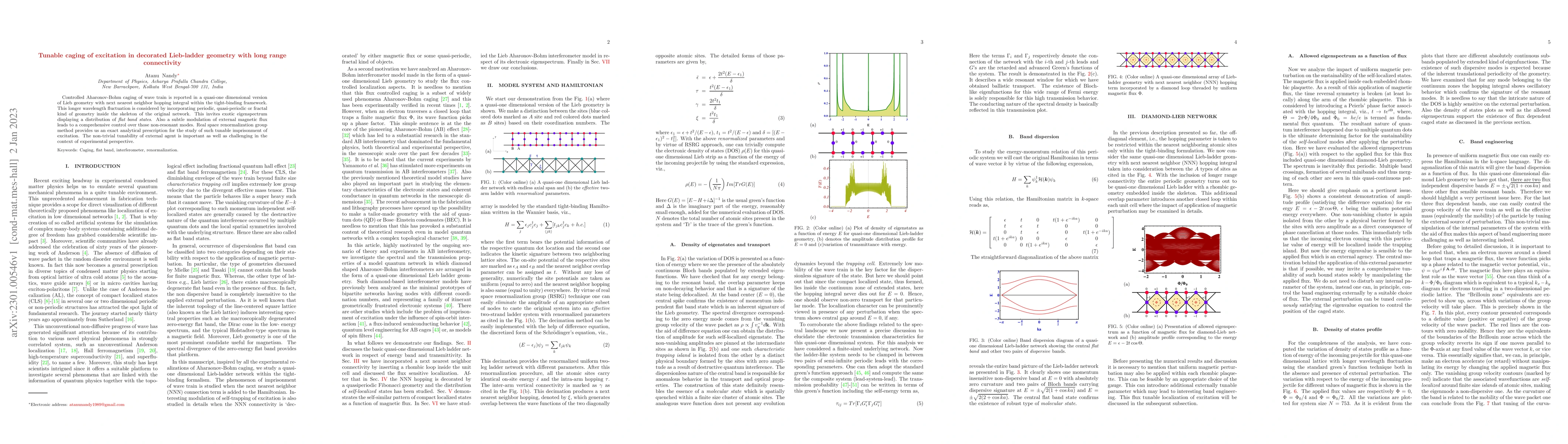 Thumbnail for Tunable caging of excitation in decorated Lieb-ladder geometry with long
  range connectivity