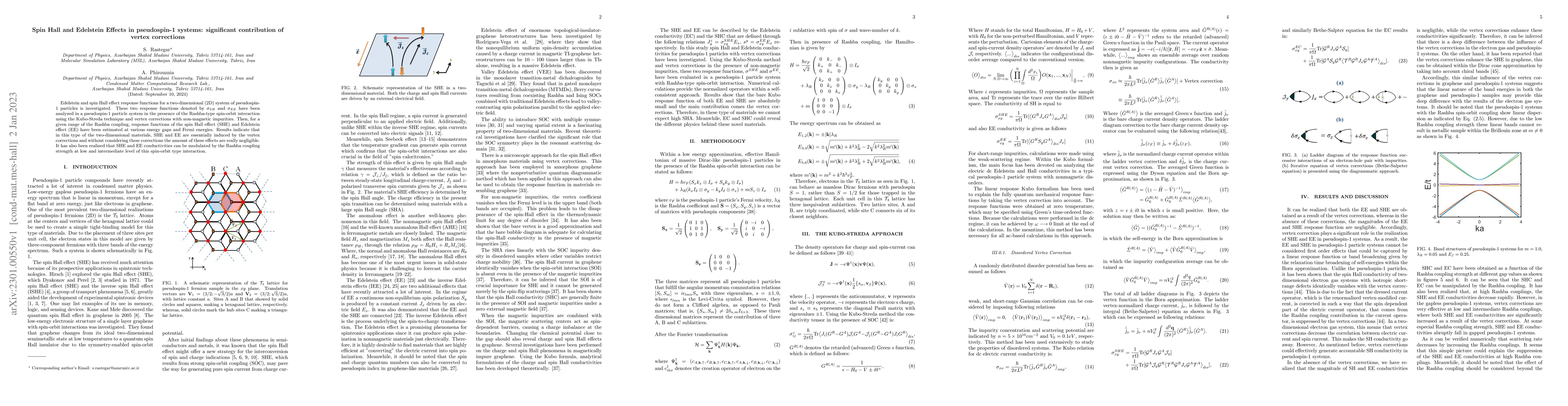 Thumbnail for Spin Hall and Edelstein Effects in pseudospin-1 systems: significant
  contribution of vertex corrections