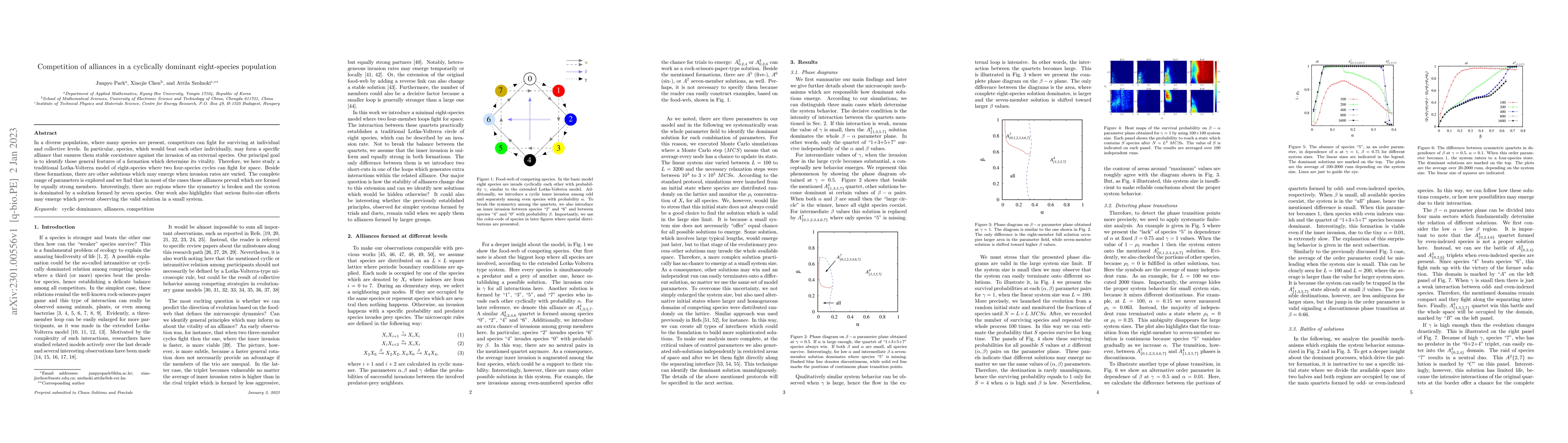 Thumbnail for Competition of alliances in a cyclically dominant eight-species
  population