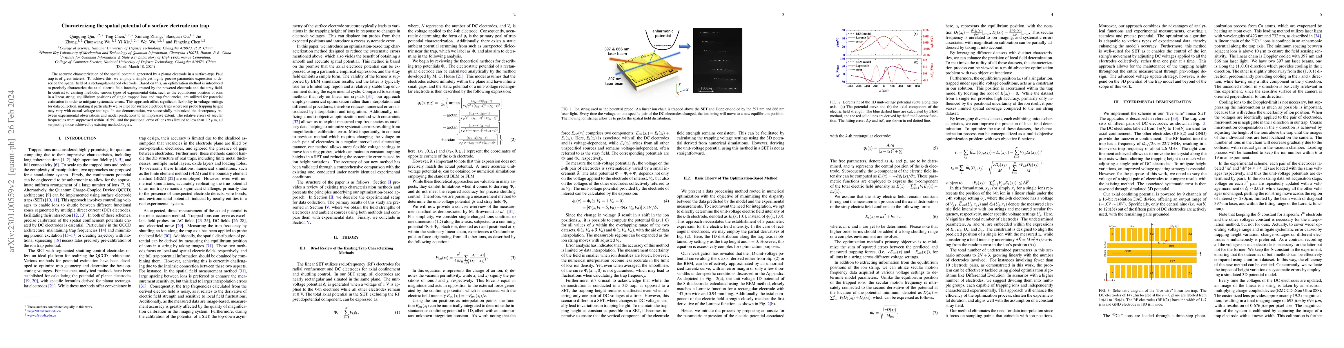 Thumbnail for Characterizing the spatial potential of a surface electrode ion trap