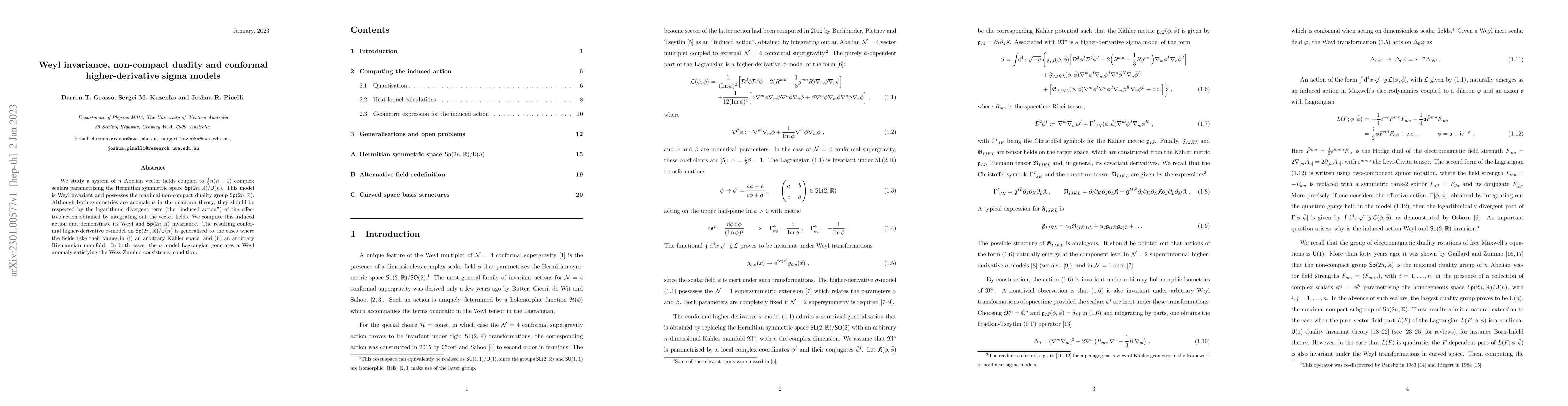 Thumbnail for Weyl invariance, non-compact duality and conformal higher-derivative
  sigma models