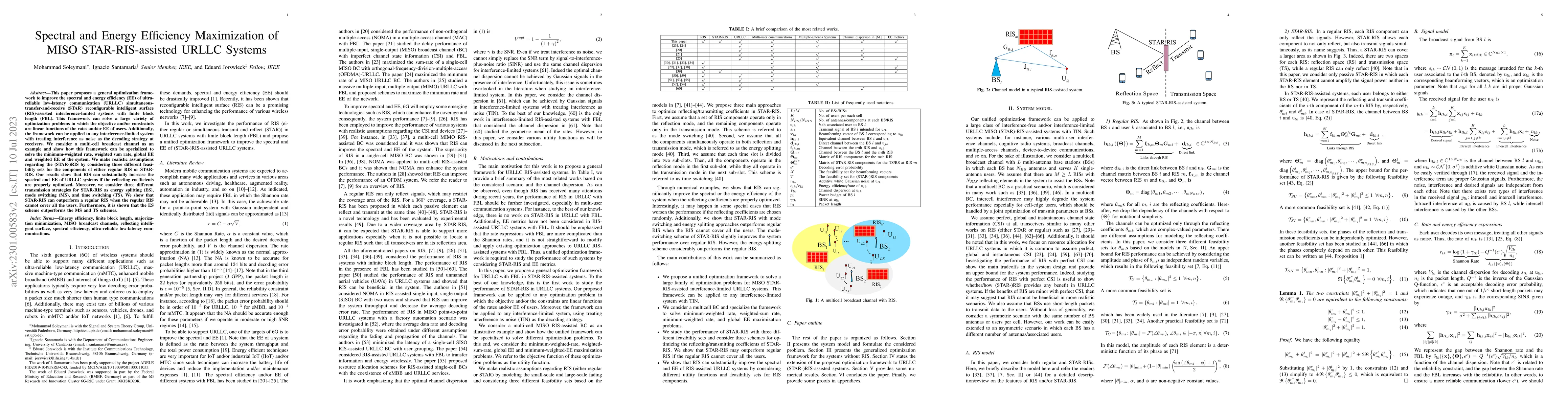 Thumbnail for Spectral and Energy Efficiency Maximization of MISO STAR-RIS-assisted
  URLLC Systems