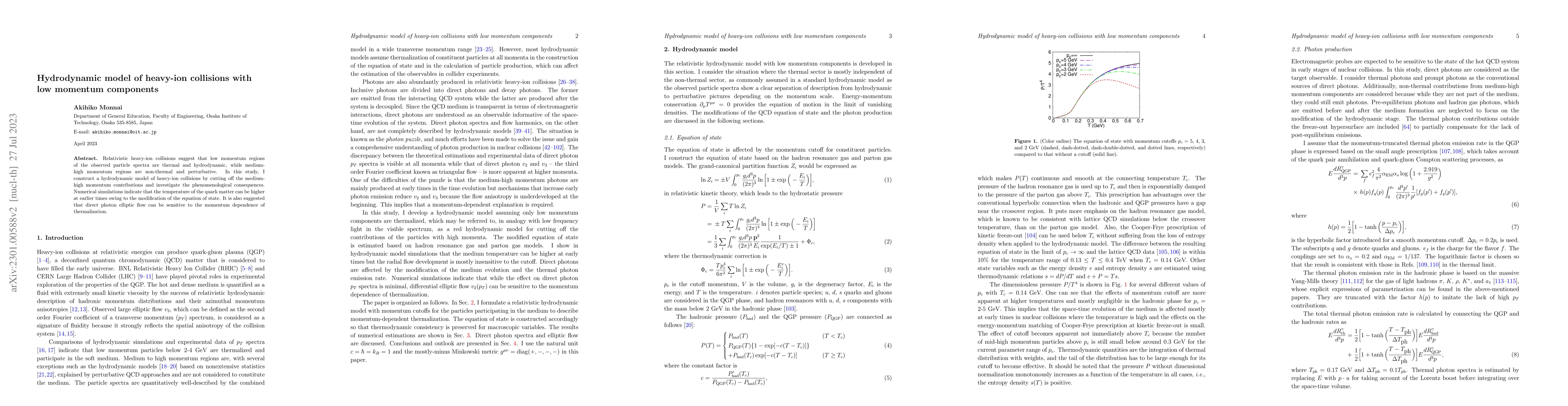 Thumbnail for Hydrodynamic model of heavy-ion collisions with low momentum components