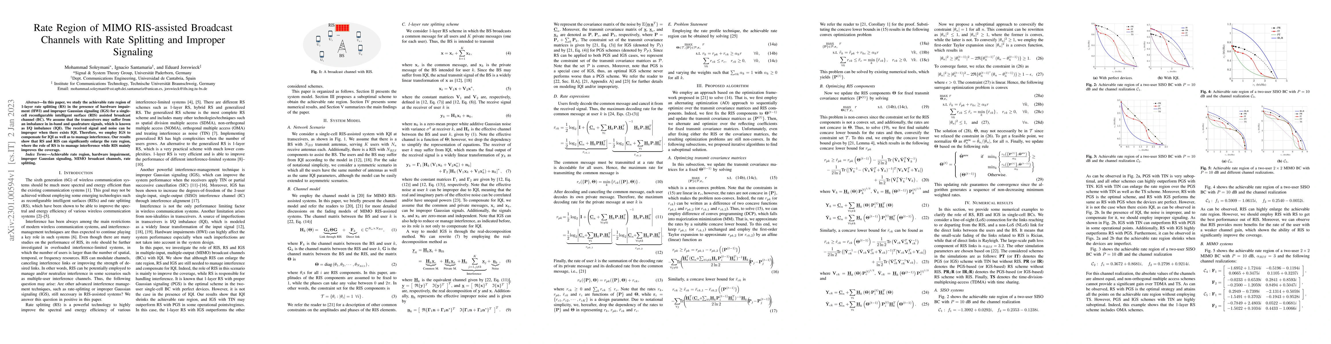 Thumbnail for Rate Region of MIMO RIS-assisted Broadcast Channels with Rate Splitting
  and Improper Signaling