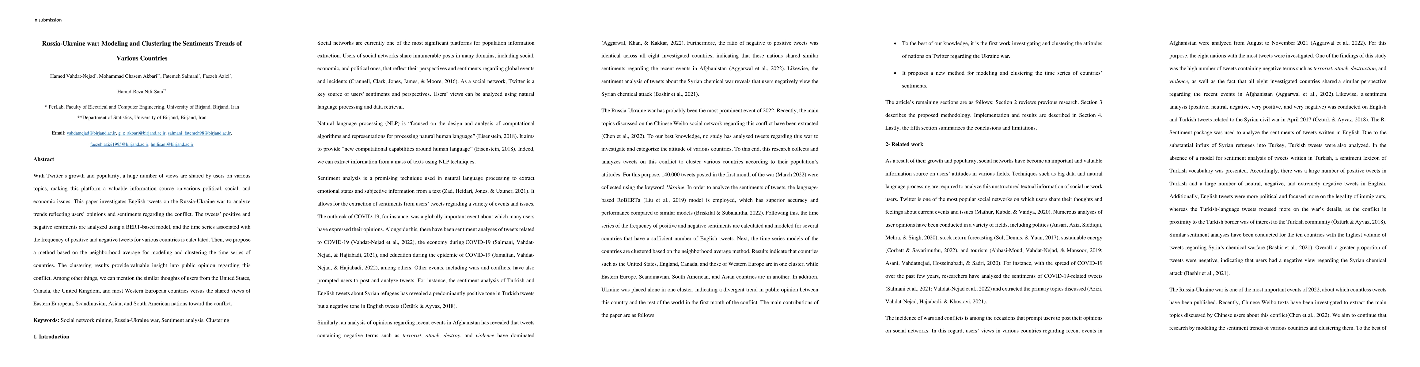 Thumbnail for Russia-Ukraine war: Modeling and Clustering the Sentiments Trends of
  Various Countries