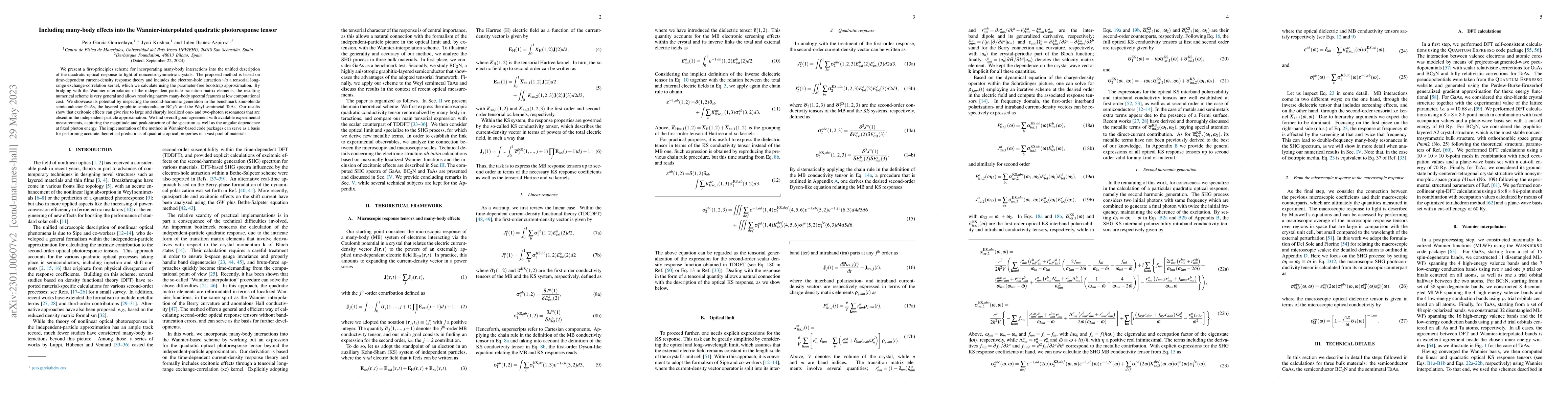 Thumbnail for Including many-body effects into the Wannier-interpolated quadratic
  photoresponse tensor