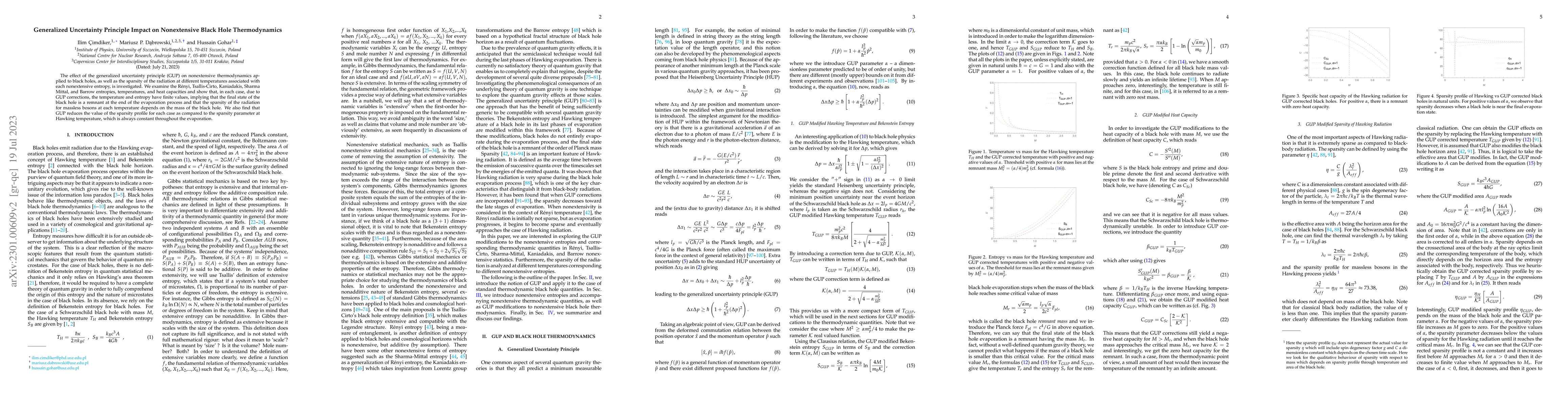 Thumbnail for Generalized Uncertainty Principle Impact on Nonextensive Black Hole
  Thermodynamics