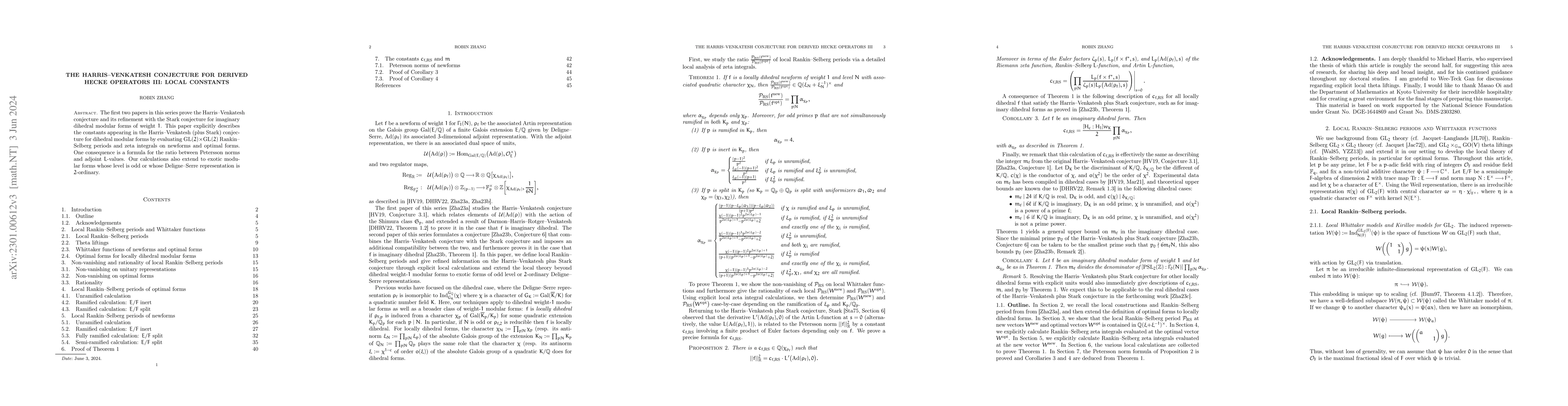 Thumbnail for The Harris-Venkatesh conjecture for derived Hecke operators III: local
  constants