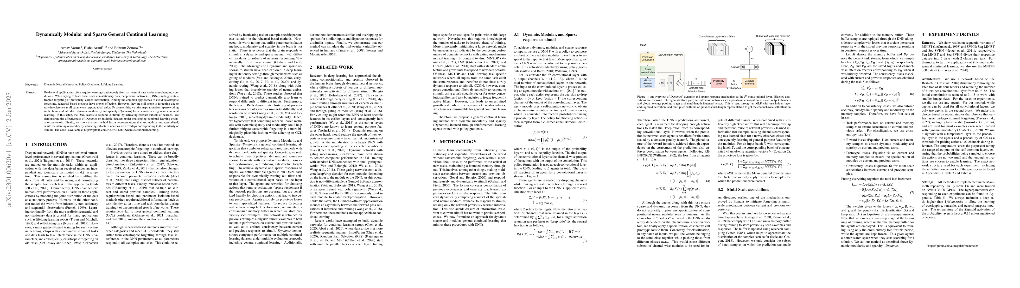 Thumbnail for Dynamically Modular and Sparse General Continual Learning