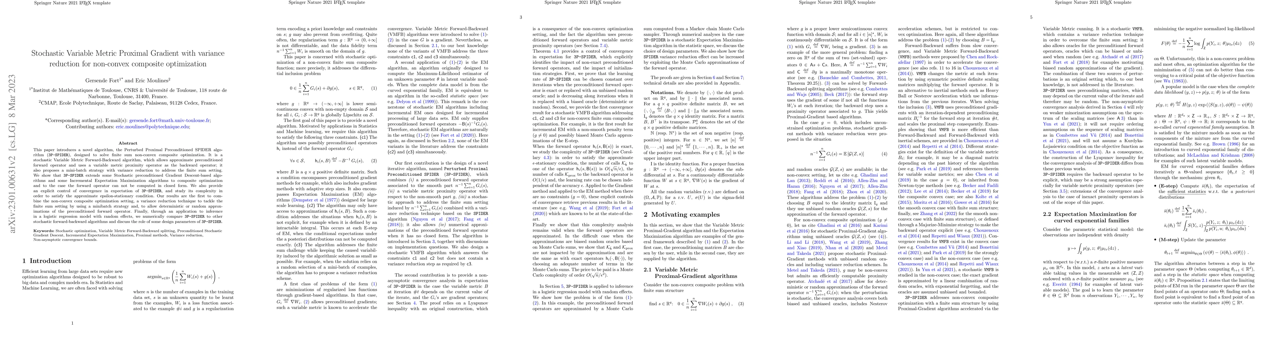 Thumbnail for Stochastic Variable Metric Proximal Gradient with variance reduction for
  non-convex composite optimization
