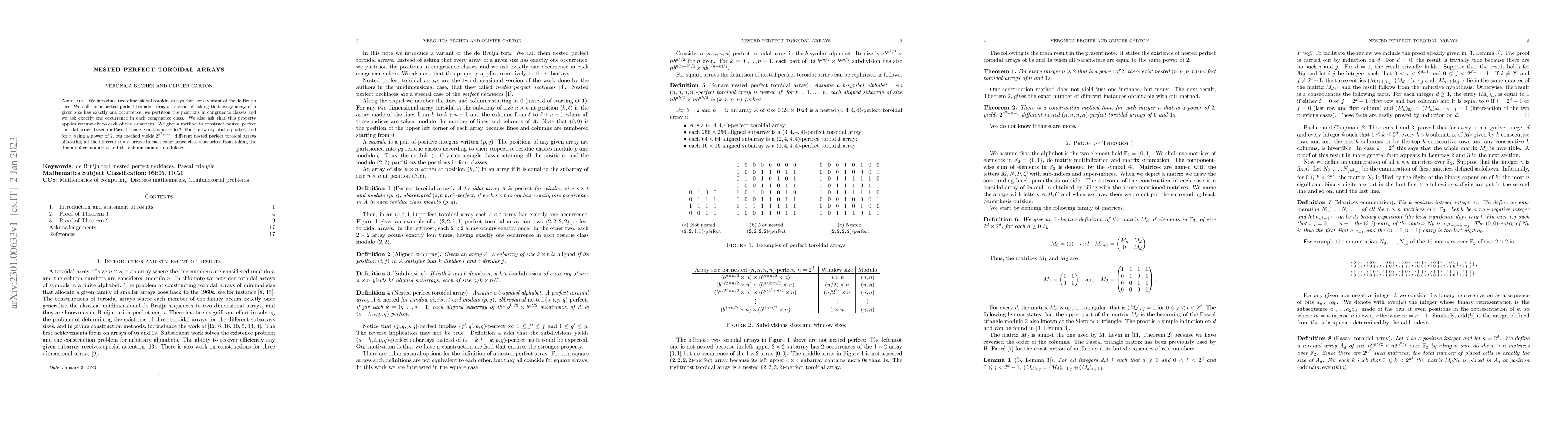 Thumbnail for Nested perfect toroidal arrays