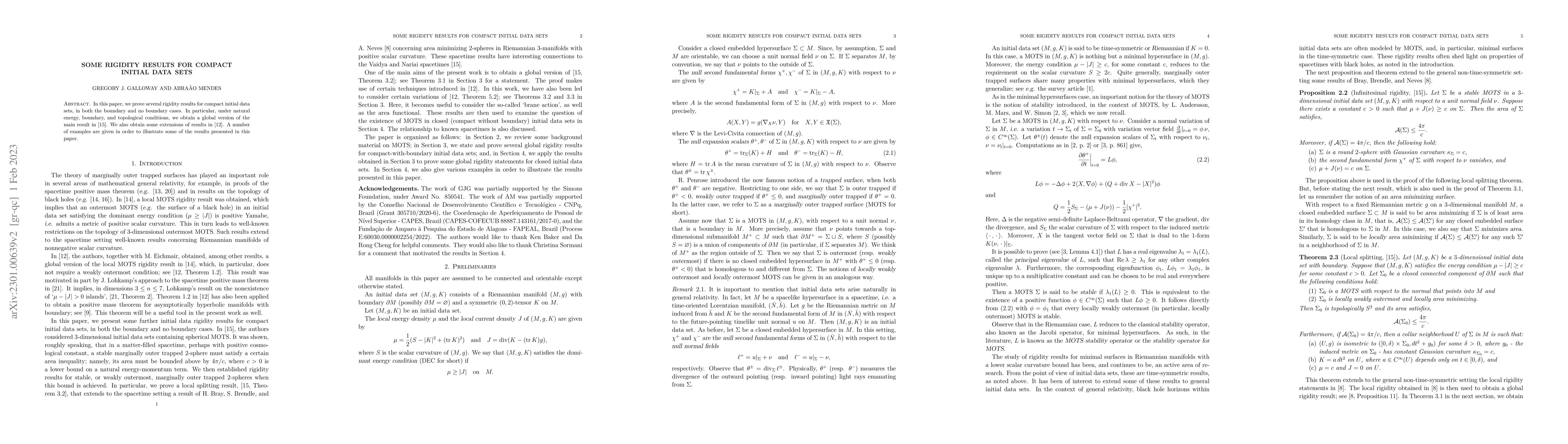 Thumbnail for Some rigidity results for compact initial data sets