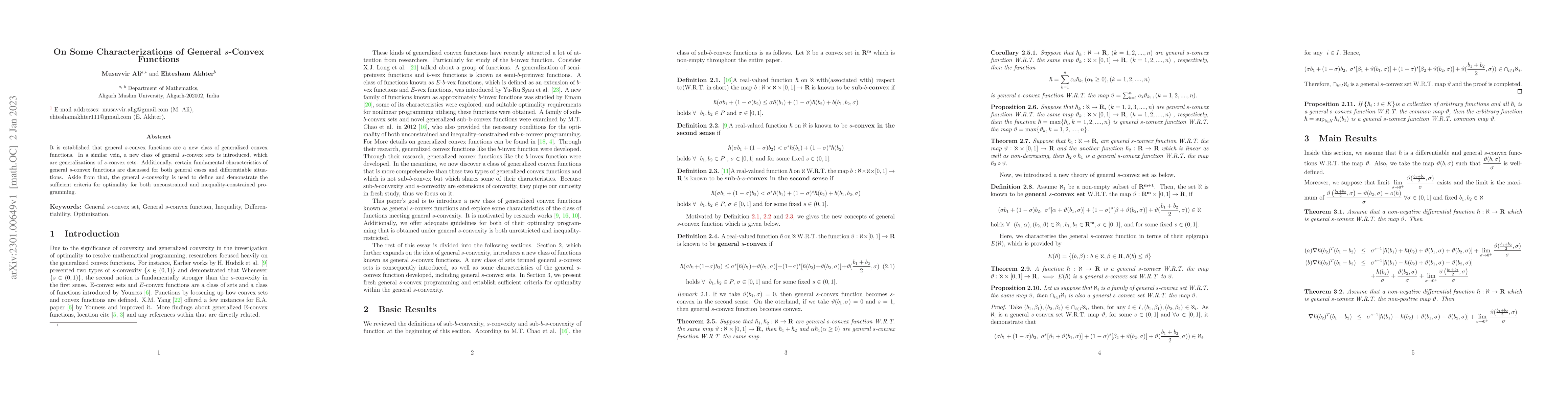 Thumbnail for On Some Characterizations of General s-Convex Functions