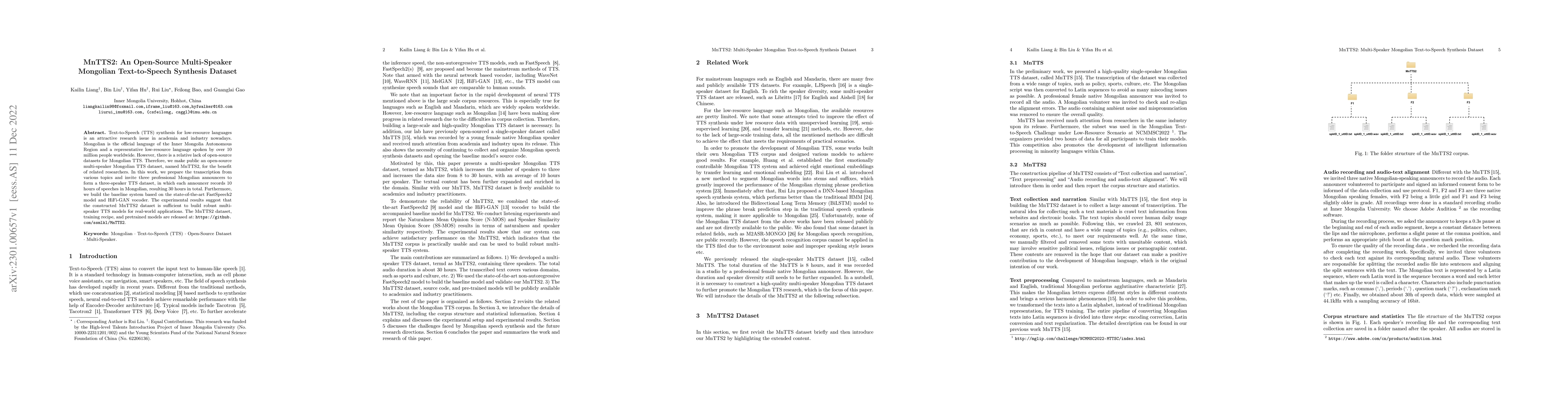 Thumbnail for MnTTS2: An Open-Source Multi-Speaker Mongolian Text-to-Speech Synthesis
  Dataset
