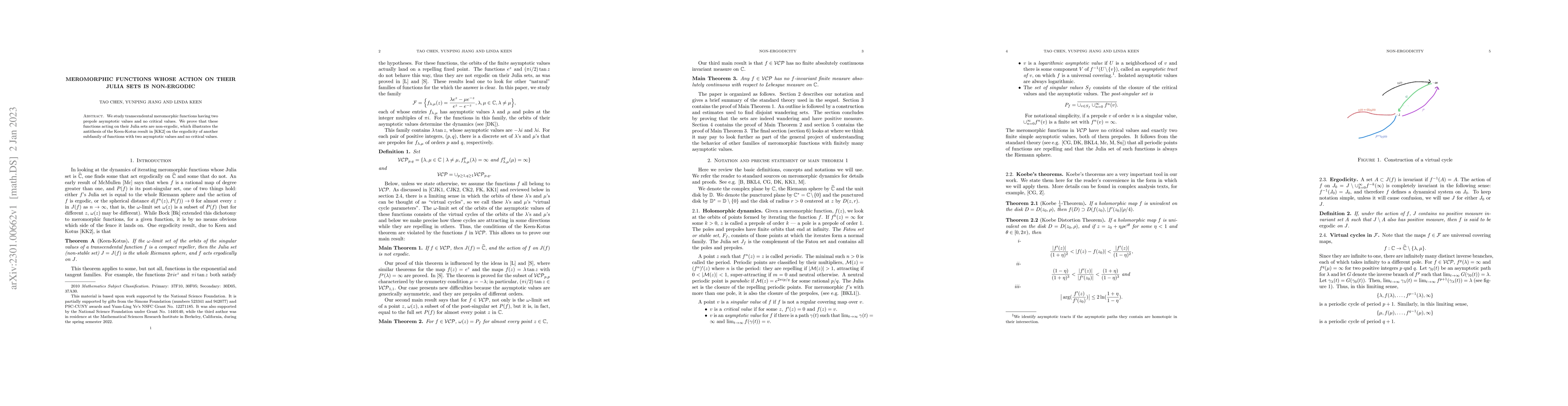 Thumbnail for Meromorphic functions whose action on their Julia sets is non-ergodic
