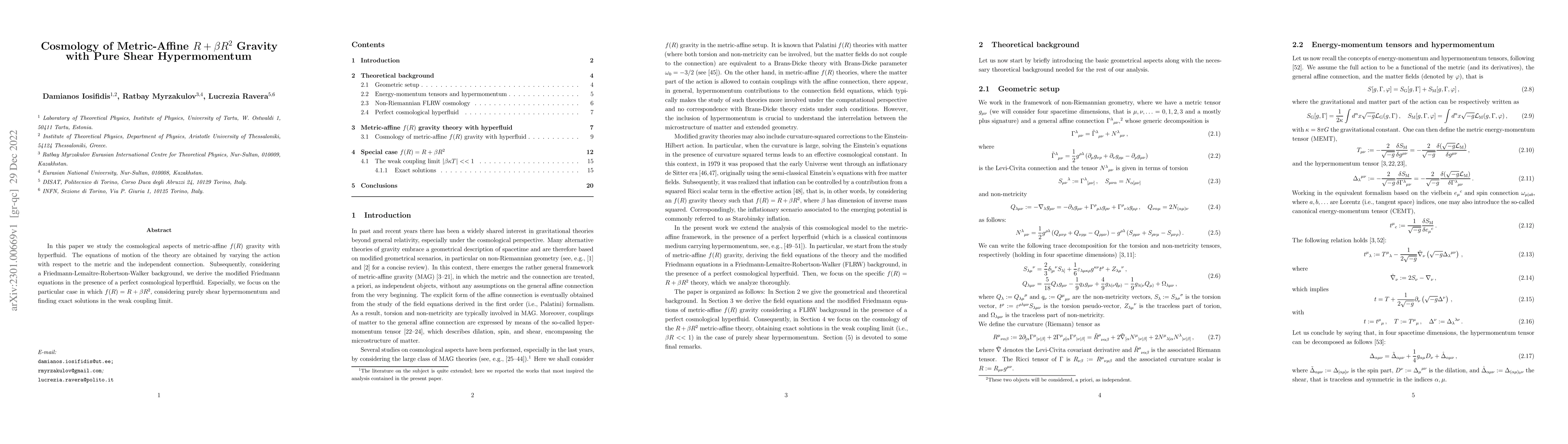 Thumbnail for Cosmology of Metric-Affine $R + \beta R^2$ Gravity with Pure Shear
  Hypermomentum