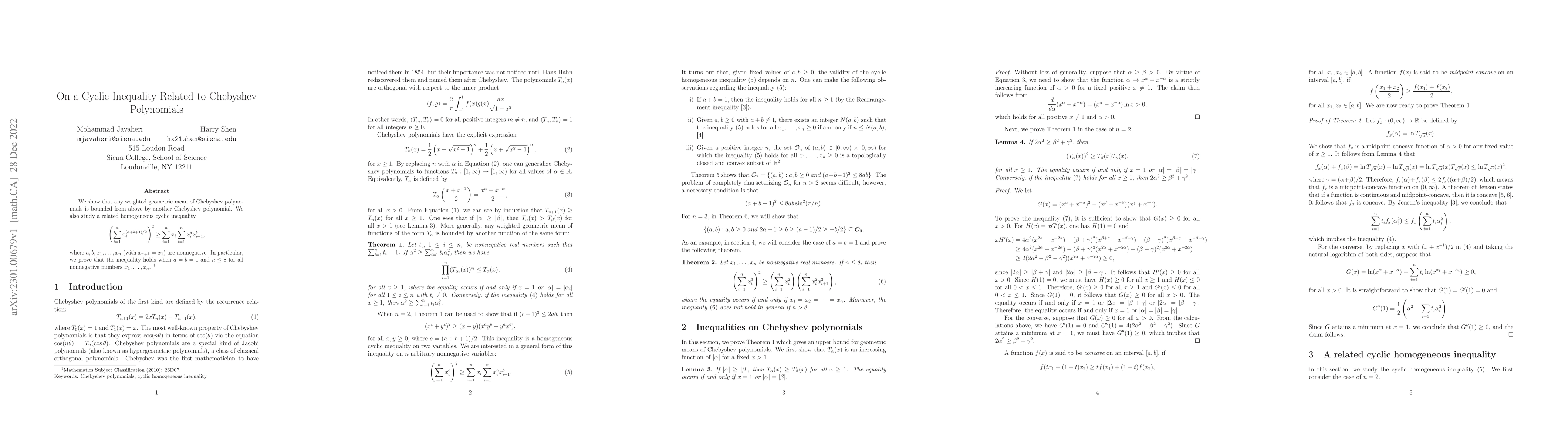 Thumbnail for On a Cyclic Inequality Related to Chebyshev Polynomials