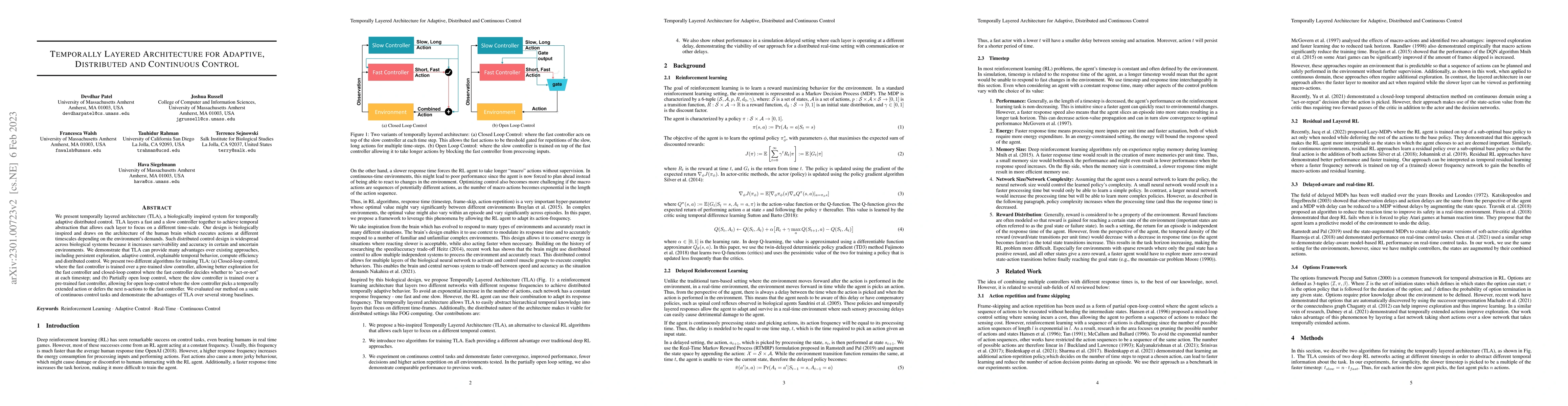 Thumbnail for Temporally Layered Architecture for Adaptive, Distributed and Continuous
  Control
