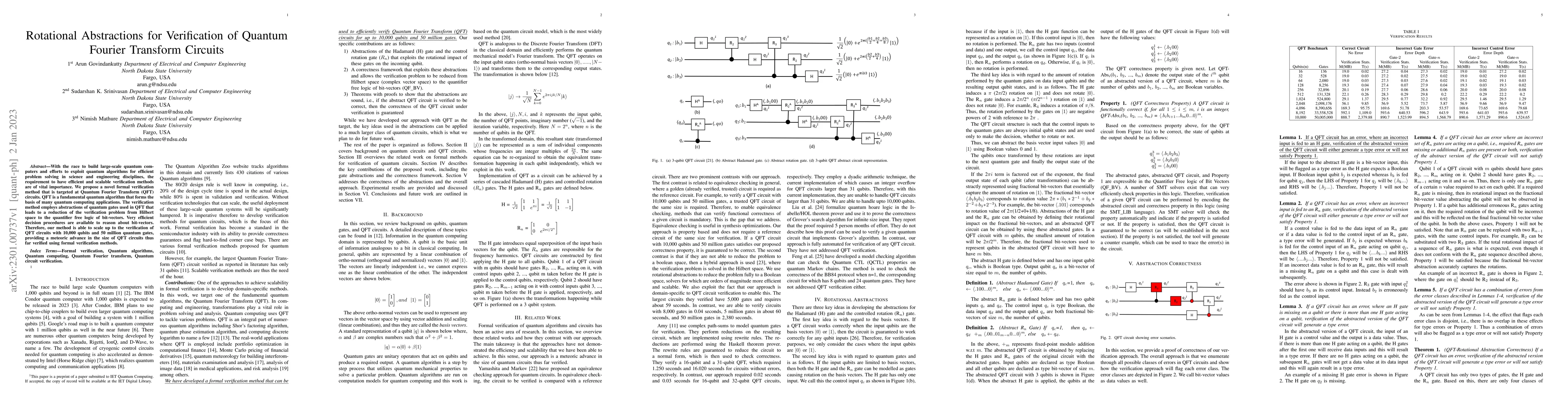 Thumbnail for Rotational Abstractions for Verification of Quantum Fourier Transform
  Circuits