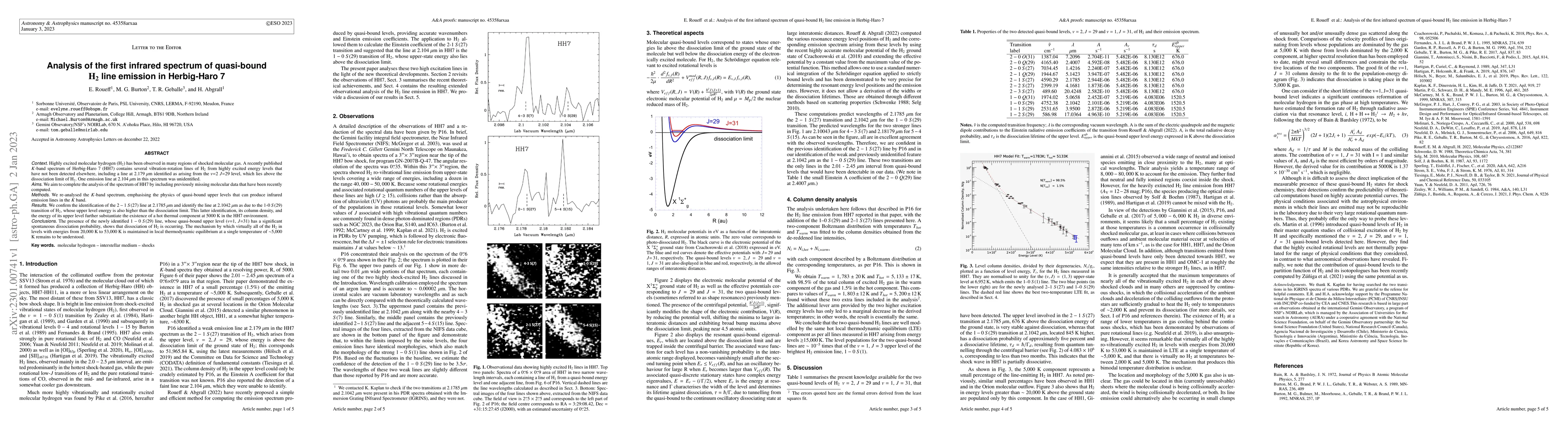 Thumbnail for Analysis of the first infrared spectrum of quasi-bound H2 line emission
  in Herbig-Haro 7