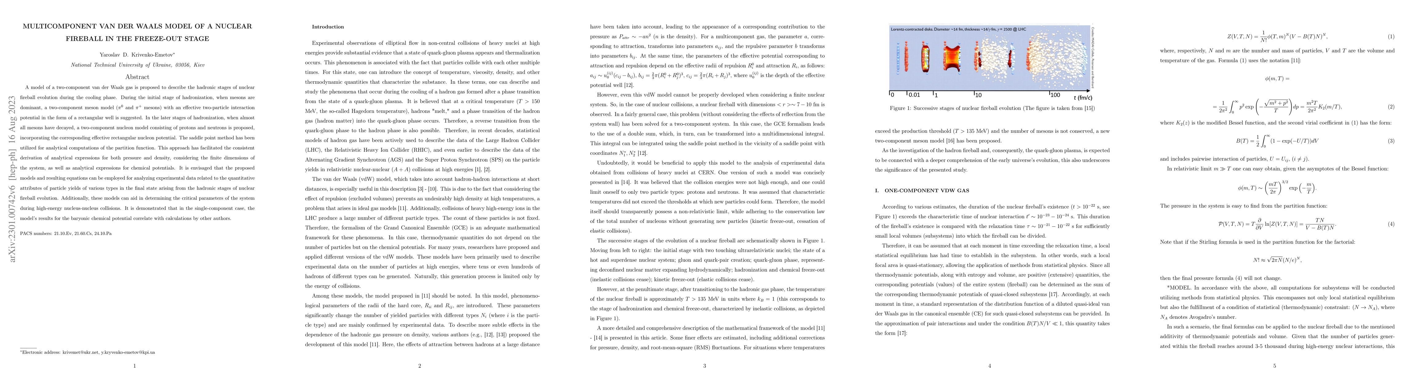 Thumbnail for Multicomponent Van der Waals model of a nuclear fireball in the
  freeze-out stage