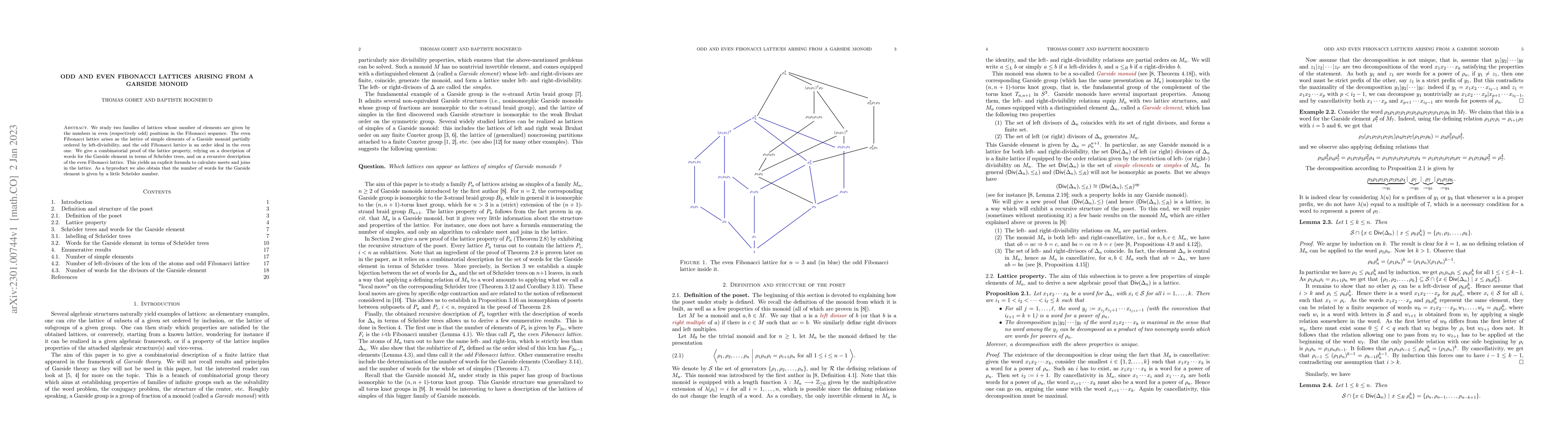 Thumbnail for Odd and even Fibonacci lattices arising from a Garside monoid