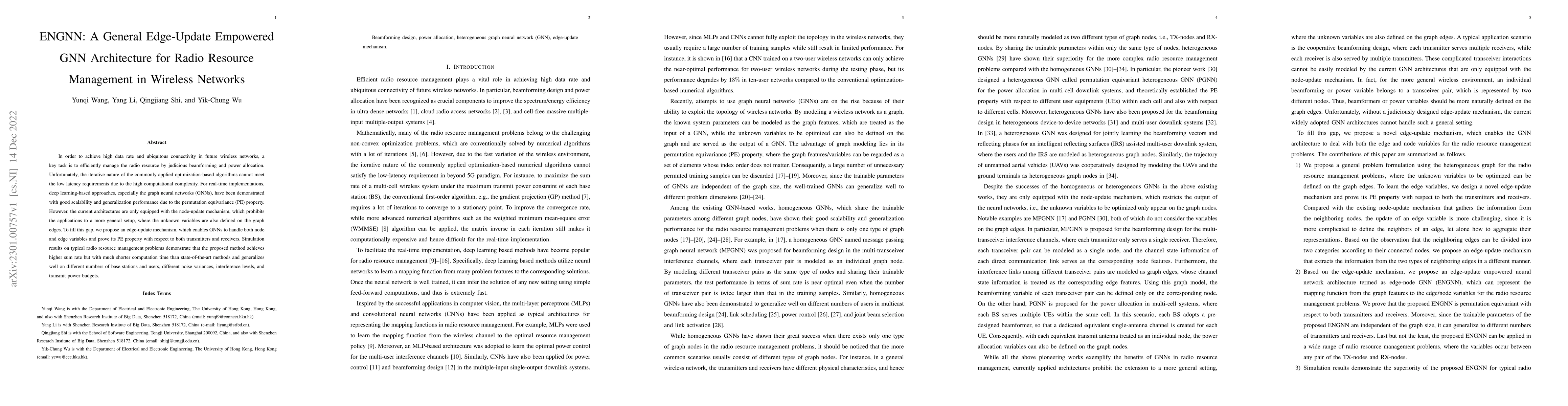 Thumbnail for ENGNN: A General Edge-Update Empowered GNN Architecture for Radio
  Resource Management in Wireless Networks
