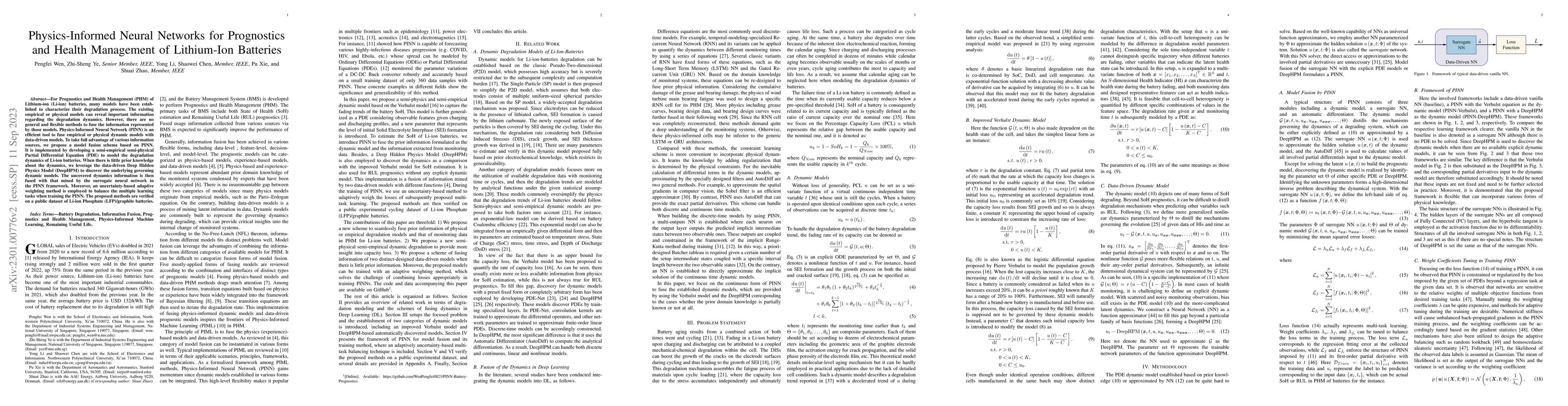 Thumbnail for Physics-Informed Neural Networks for Prognostics and Health Management
  of Lithium-Ion Batteries