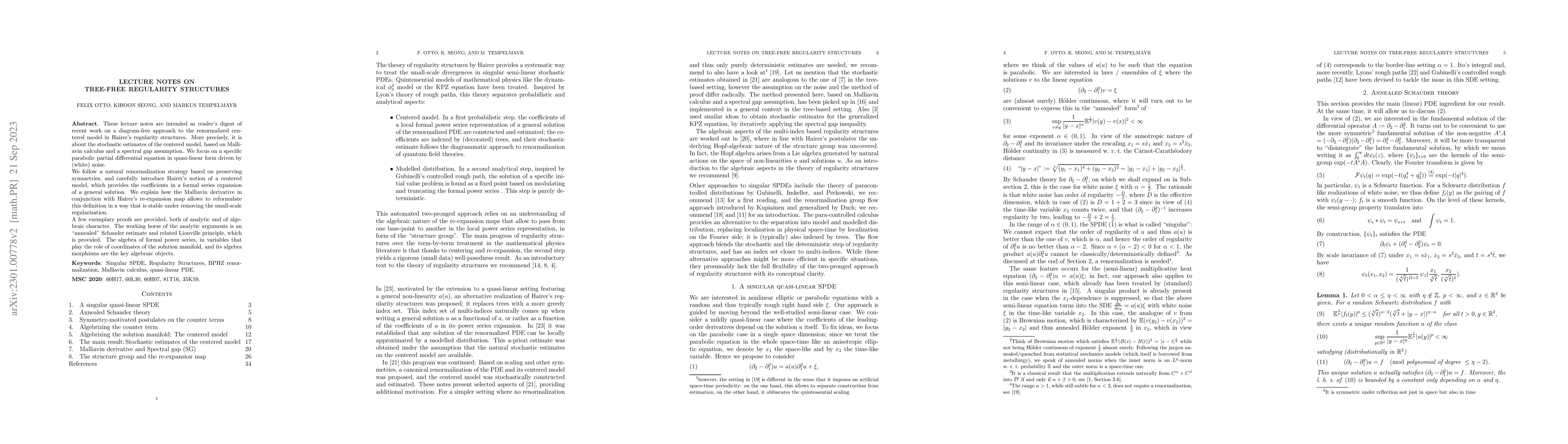 Thumbnail for Lecture notes on tree-free regularity structures