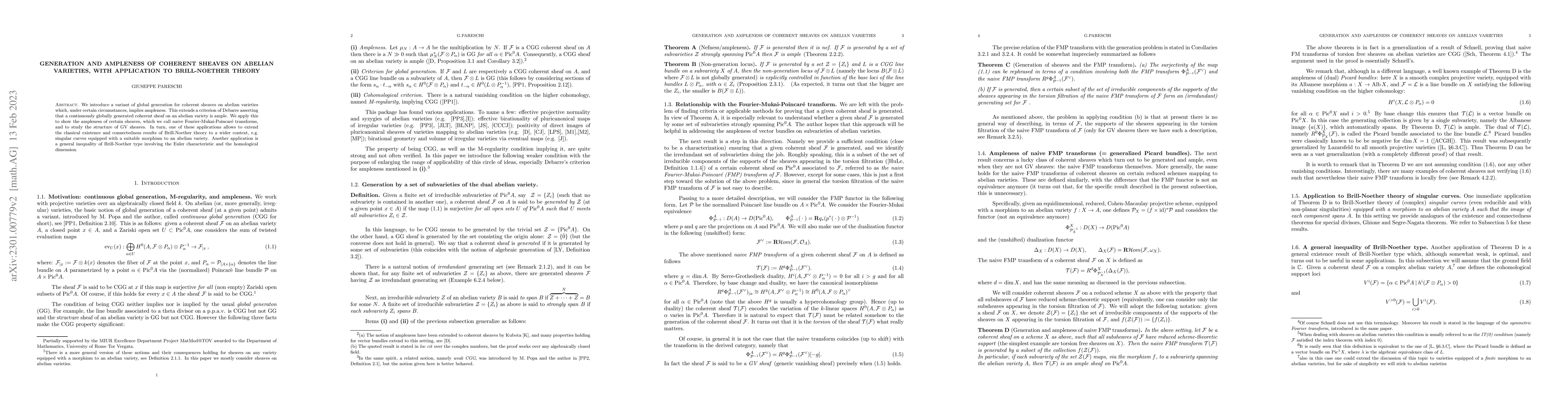 Thumbnail for Generation and ampleness of coherent sheaves on abelian varieties, with
  application to Brill-Noether theory