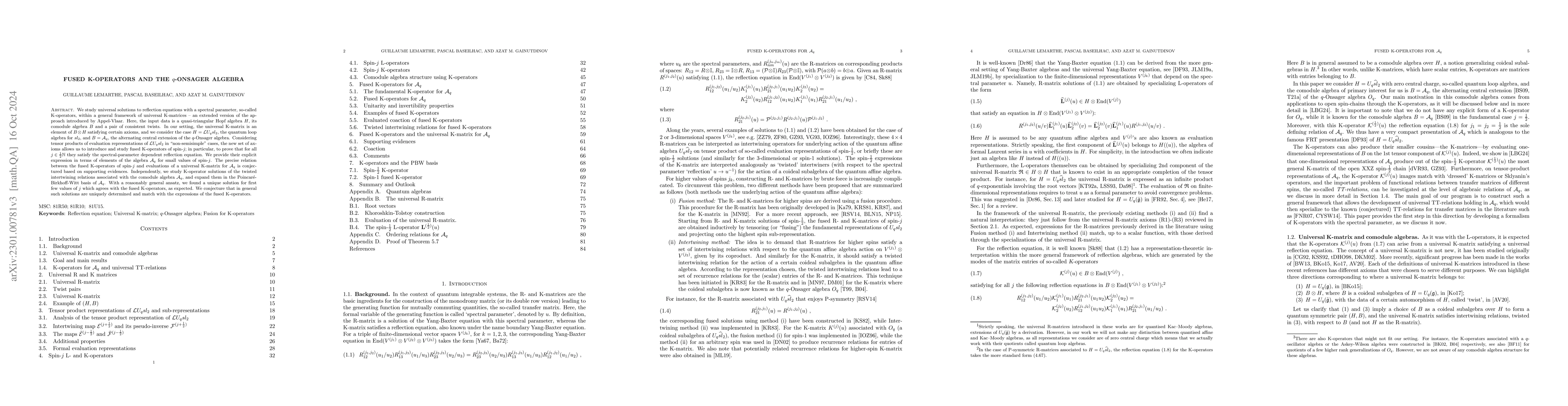 Thumbnail for Fused K-operators and the $q$-Onsager algebra