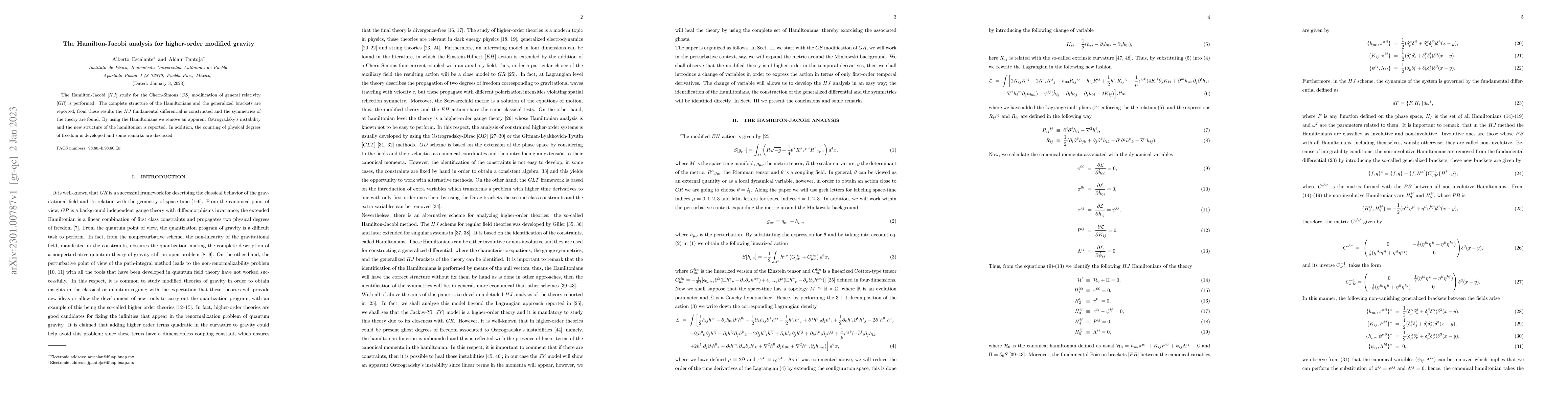 Thumbnail for The Hamilton-Jacobi analysis for higher-order modified gravity