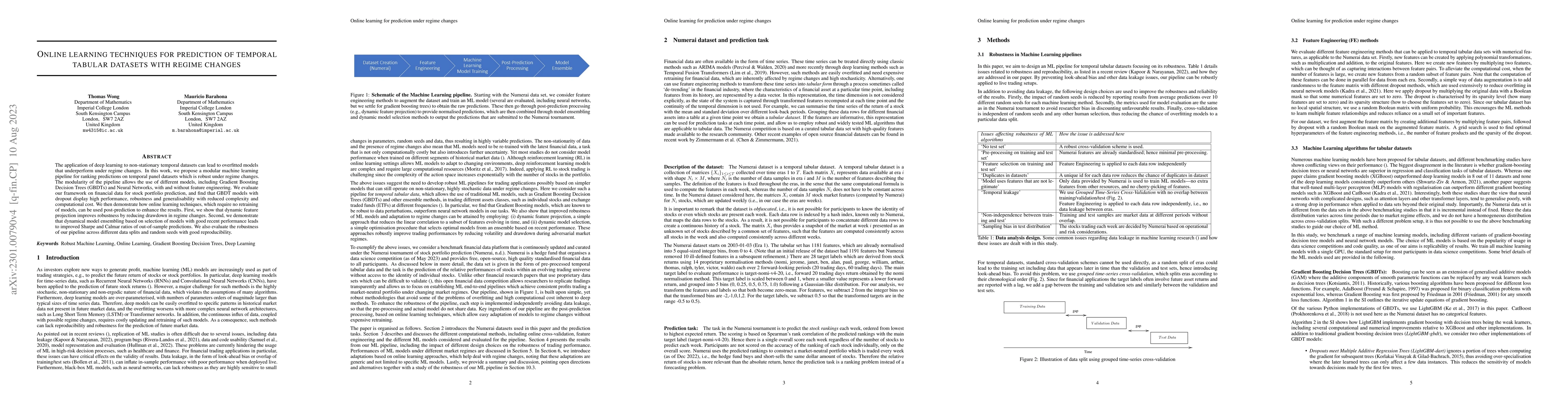 Thumbnail for Online learning techniques for prediction of temporal tabular datasets
  with regime changes