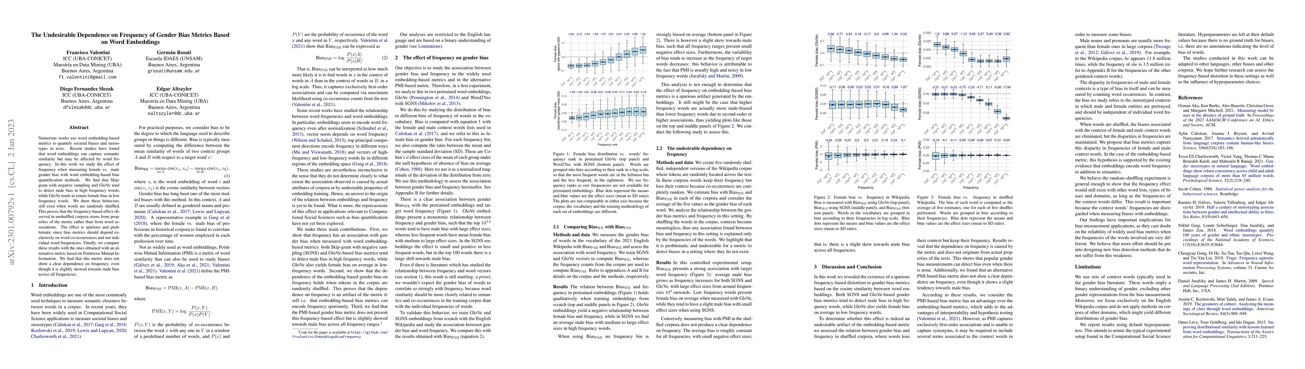 Thumbnail for The Undesirable Dependence on Frequency of Gender Bias Metrics Based on
  Word Embeddings
