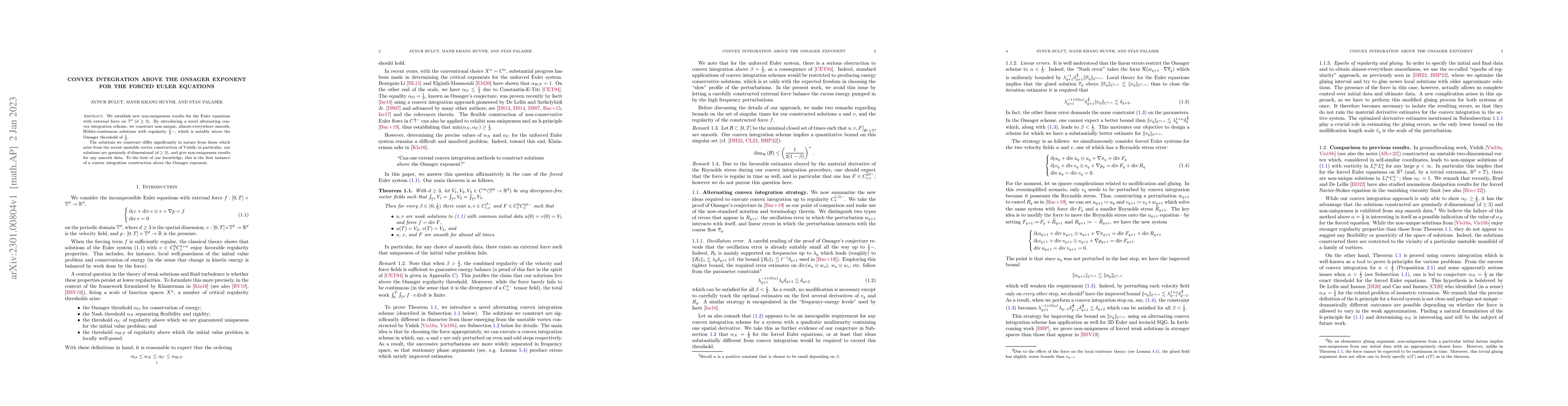Thumbnail for Convex integration above the Onsager exponent for the forced Euler
  equations