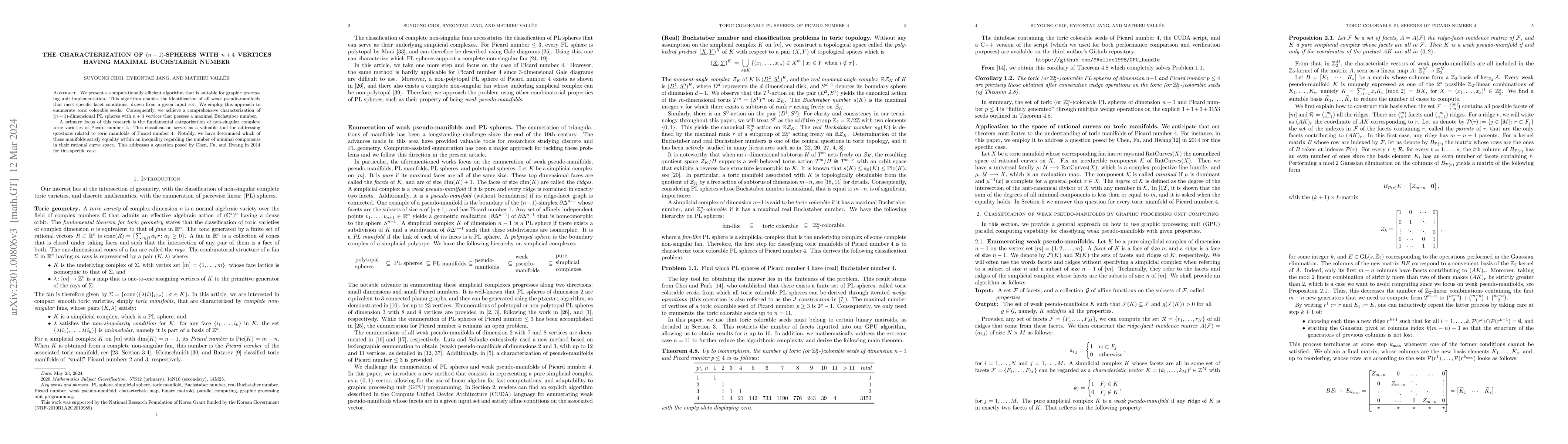 Thumbnail for The characterization of $(n-1)$-spheres with $n+4$ vertices having
  maximal Buchstaber number