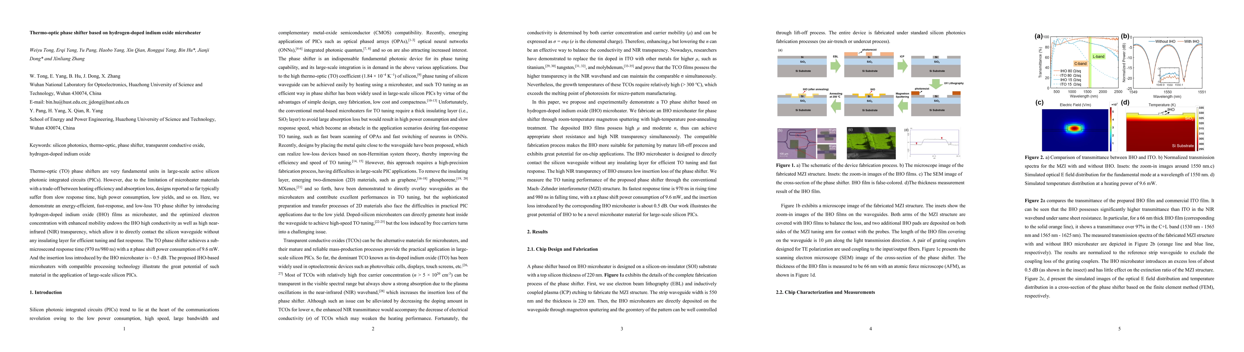 Thumbnail for Thermo-optic phase shifter based on hydrogen-doped indium oxide
  microheater