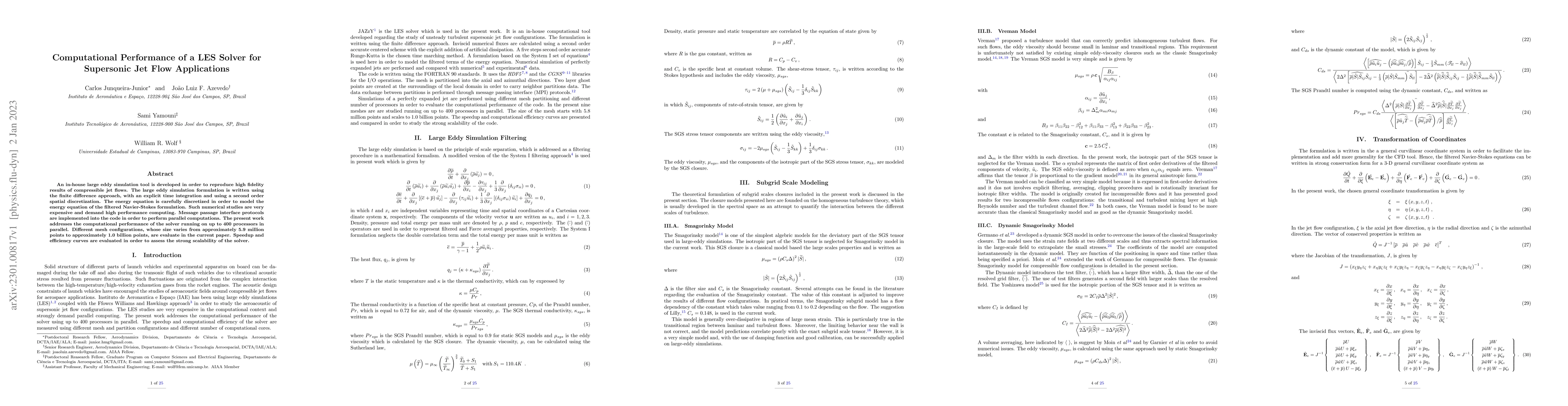 Thumbnail for Computational Performance of a LES Solver for Supersonic Jet Flow
  Applications