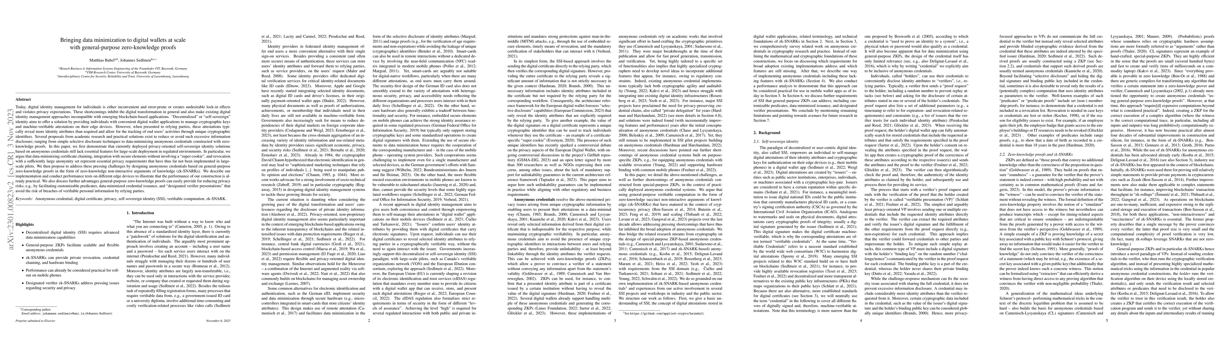 Thumbnail for Bringing data minimization to digital wallets at scale with
  general-purpose zero-knowledge proofs