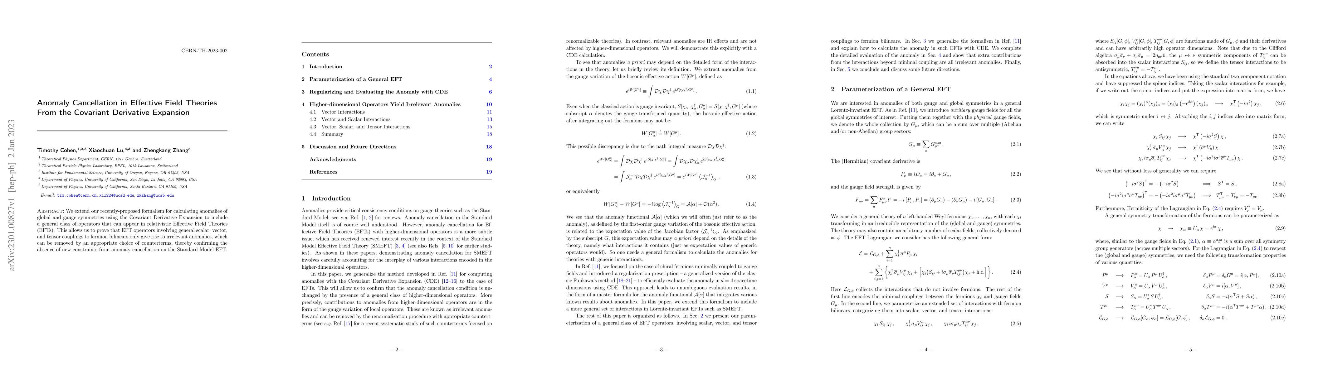 Thumbnail for Anomaly Cancellation in Effective Field Theories From the Covariant
  Derivative Expansion