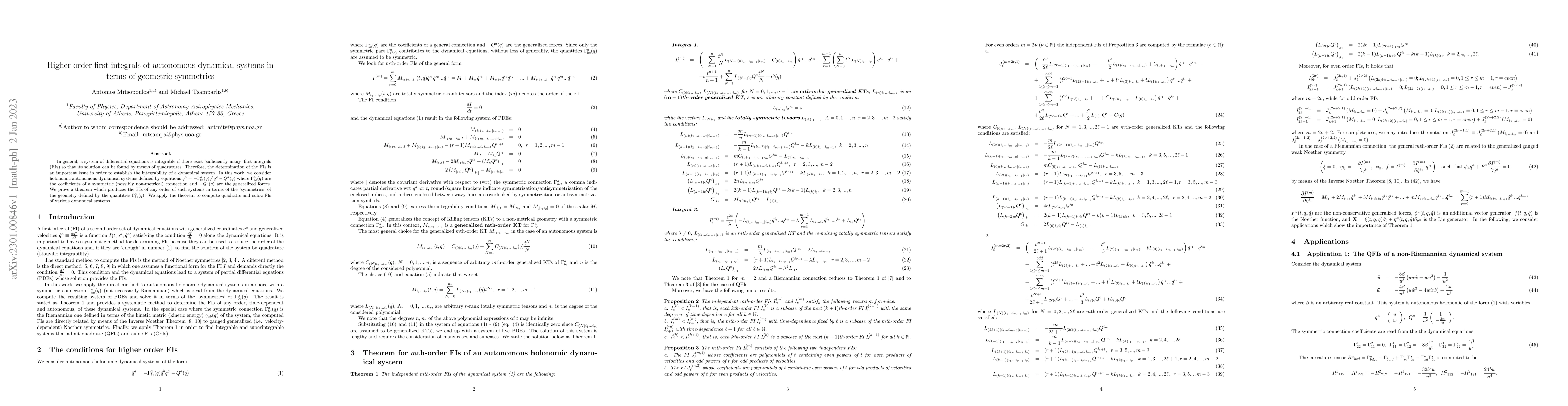 Thumbnail for Higher order first integrals of autonomous dynamical systems in terms of
  geometric symmetries