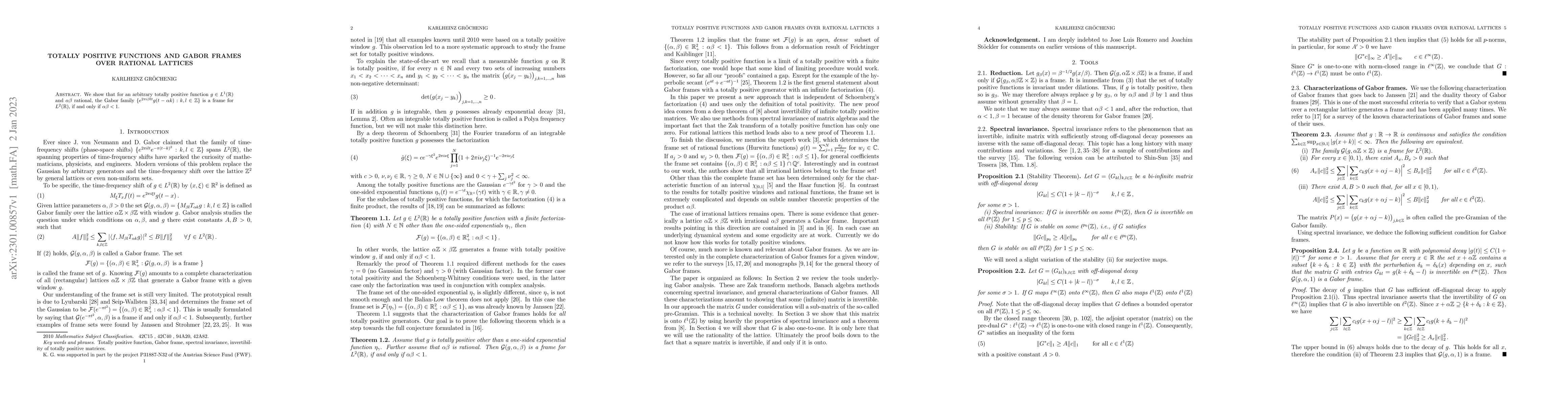 Thumbnail for Totally Positive Functions and Gabor Frames over Rational Lattices