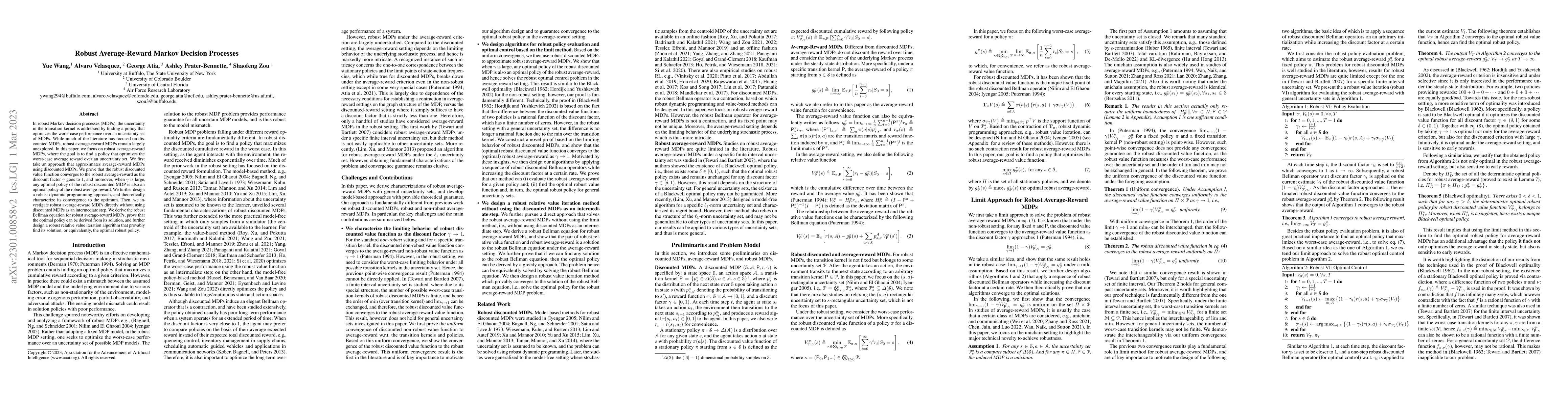 Thumbnail for Robust Average-Reward Markov Decision Processes