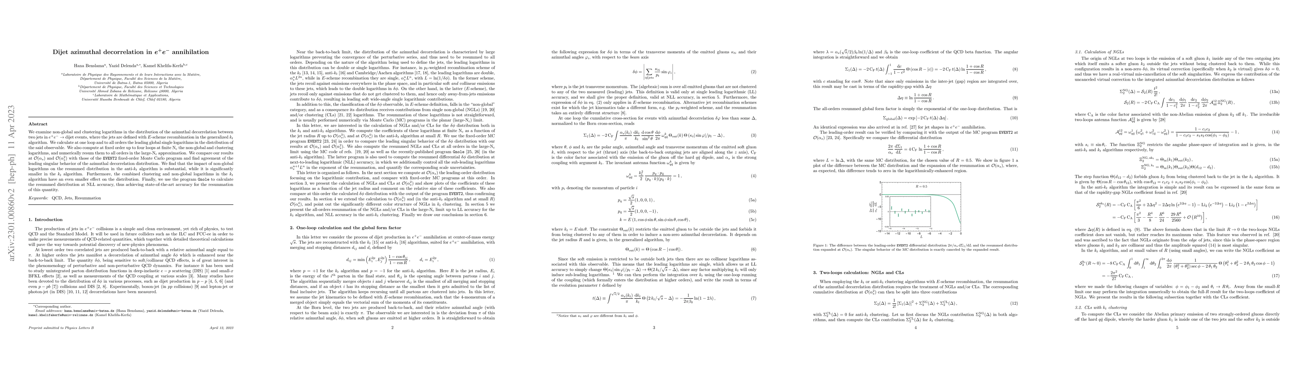 Thumbnail for Dijet azimuthal decorrelation in $e^+e^-$ annihilation