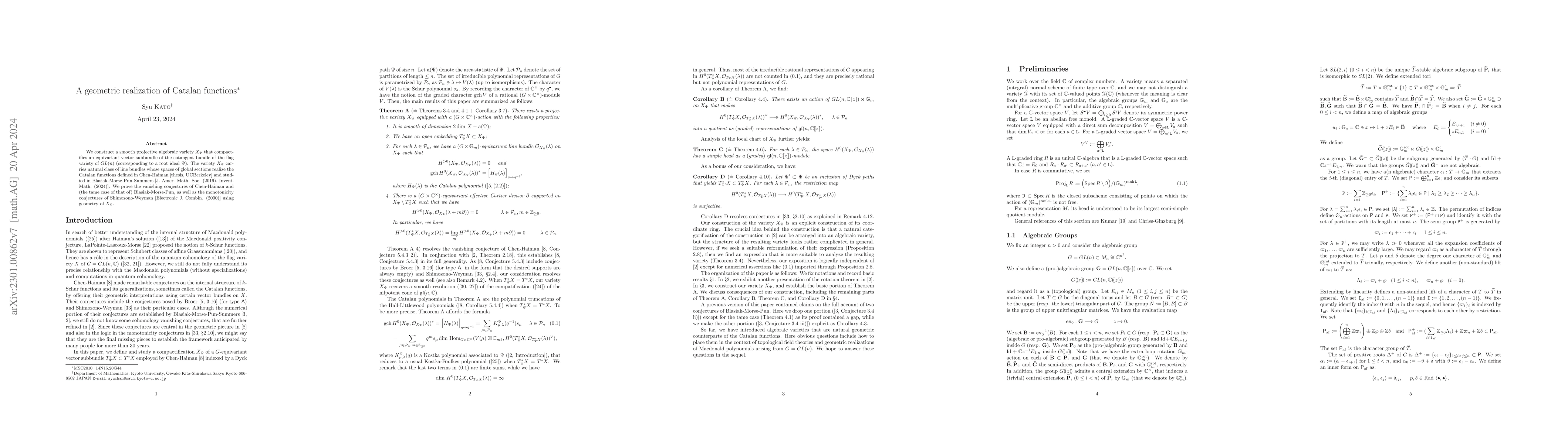 Thumbnail for A geometric realization of Catalan functions