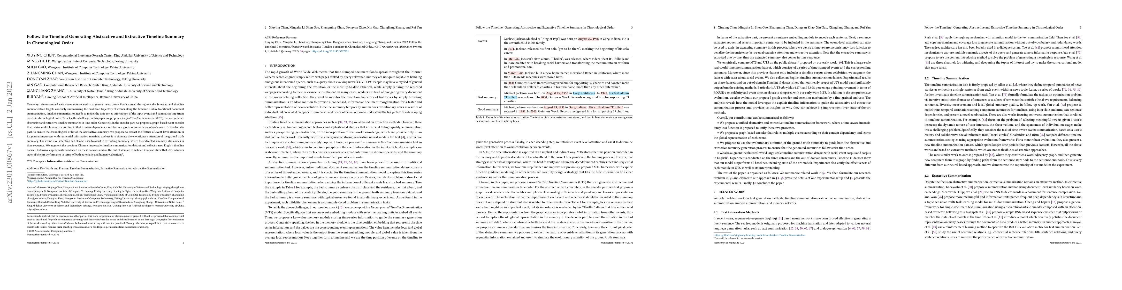 Thumbnail for Follow the Timeline! Generating Abstractive and Extractive Timeline
  Summary in Chronological Order