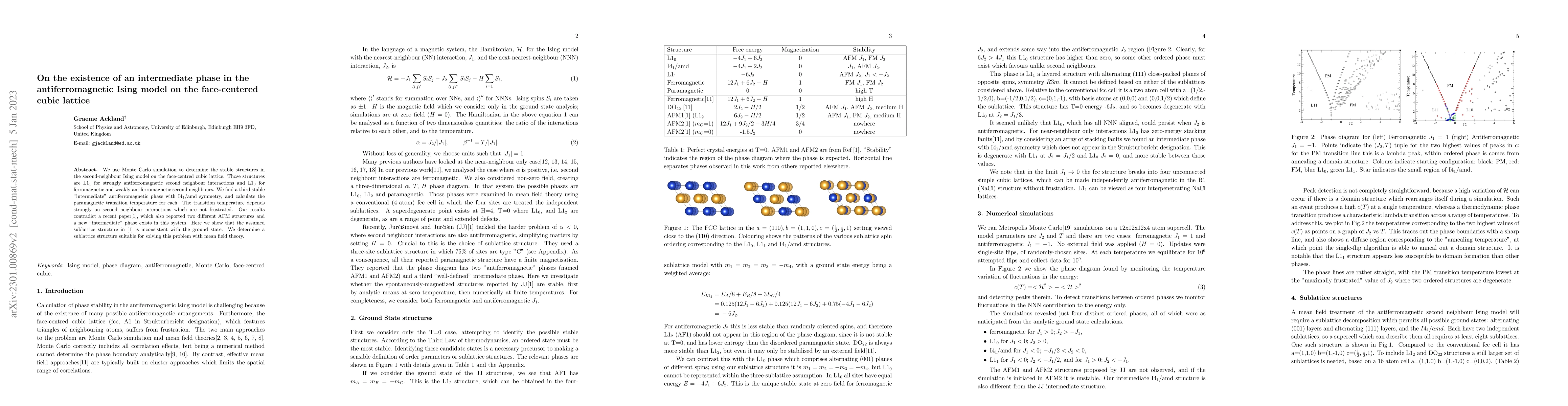 Thumbnail for On the existence of an intermediate phase in the antiferromagnetic Ising
  model on an face-centered cubic lattice