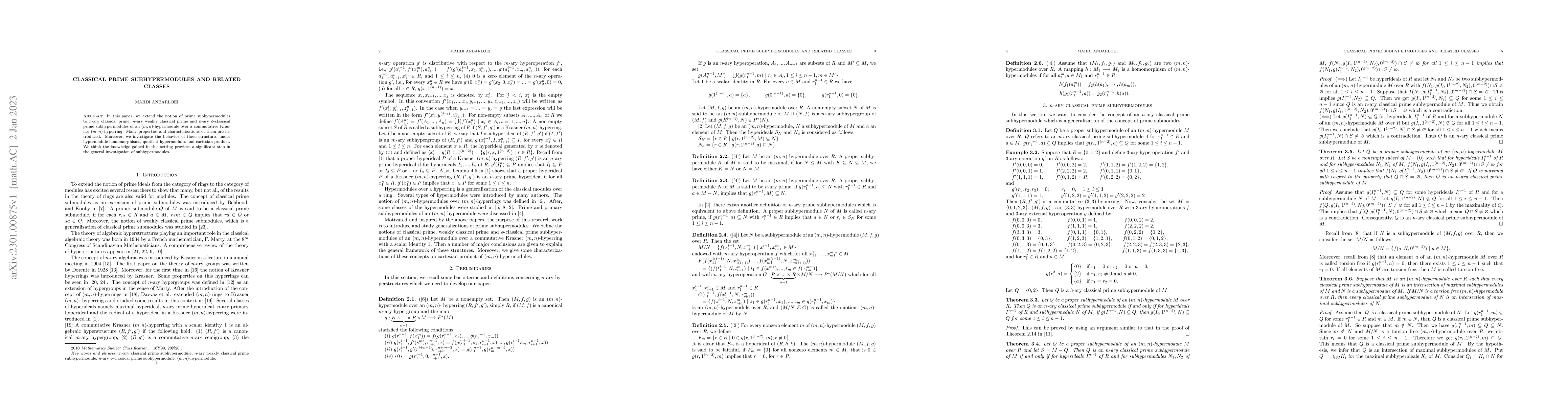 Thumbnail for Classical prime subhypermodules and related classes