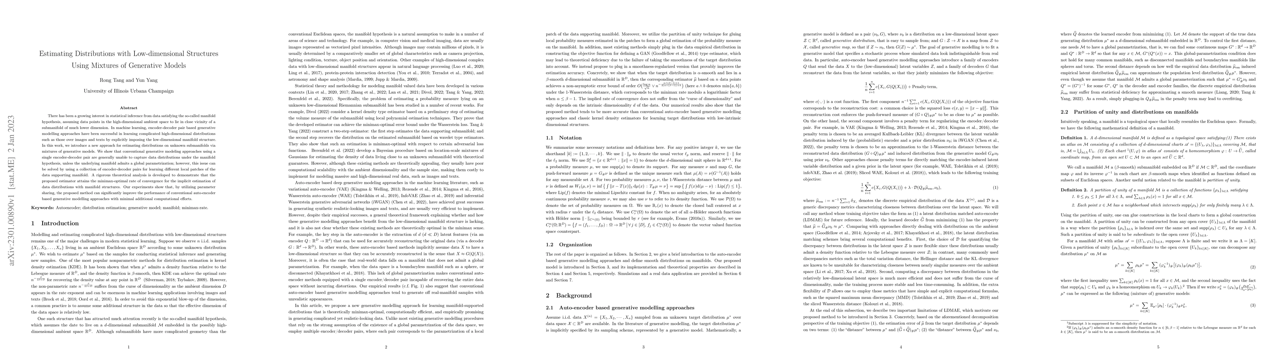 Thumbnail for Estimating Distributions with Low-dimensional Structures Using Mixtures
  of Generative Models